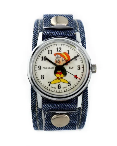Cartoon watch with denim strap