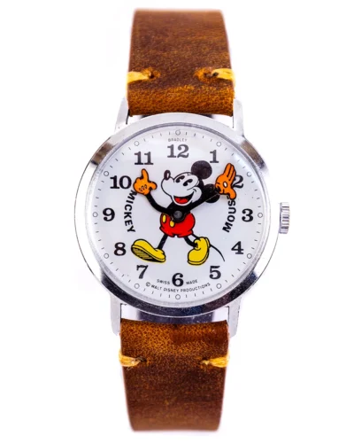 Mickey Mouse watch with leather strap