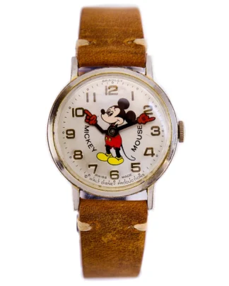 Mickey Mouse watch with leather strap