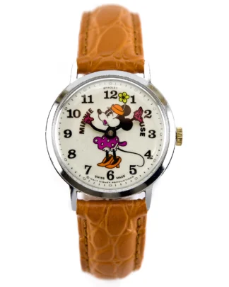 Vintage Bradley Minnie Mouse Watch 1972 Swiss Made Mechanical 34mm