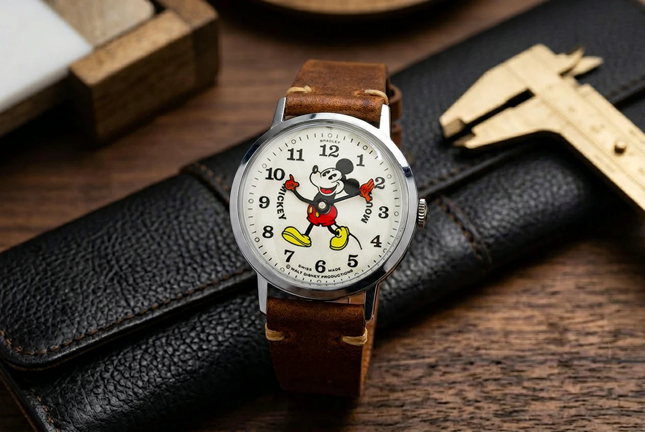 Mickey Mouse watch with leather strap