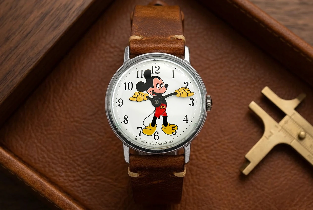 Mickey Mouse watch with leather strap
